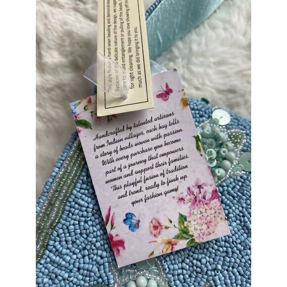 Handcrafted In India Sea Turtle Beaded Shoulder Bag Blue Green Aqua Viral NEW - Picture 8 of 16